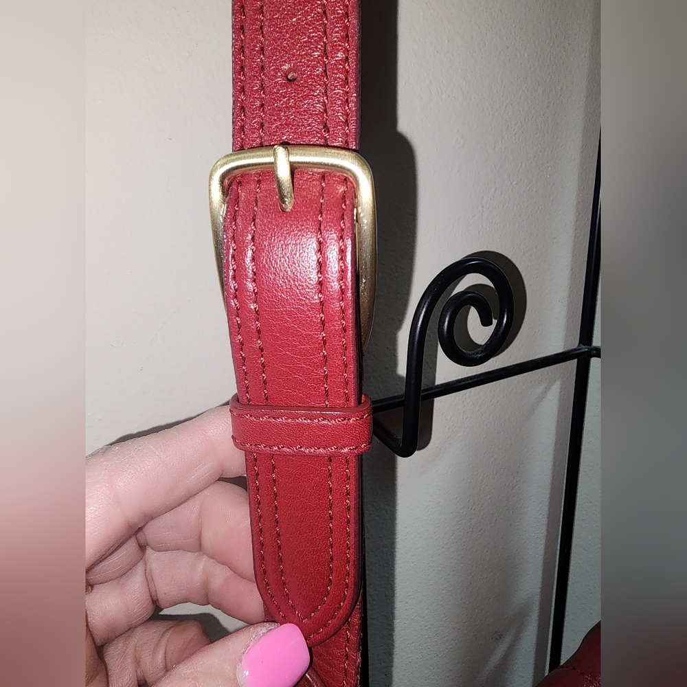 Cole Haan Red Leather Gold Hardware Crossbody Purse - Picture 5 of 15